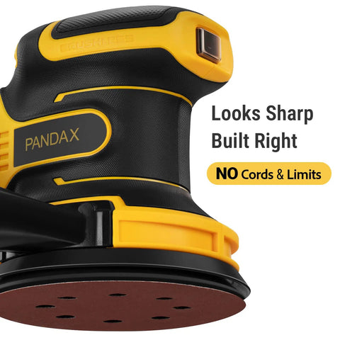 Five Inch Brushless Cordless Random Orbital Sander Cranks Out Twelve Thousand Opm Tough As Nails Palm Sander showing durable design and control features.