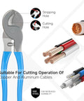 Knockout 10 Ton Hydraulic Crimper Kit With Cable Cutter Plus Nine Chromed Hex Dies For Electrical Terminals Wire Rope Brings Dead Nuts Grip And No Sweat Operation with stripping and cutting holes.