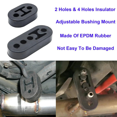 Beefed Up Heavy Duty Exhaust Hanger Rod Set Three Eighths Inch Universal Fit with 2 Hole and 4 Hole Insulator Mounts