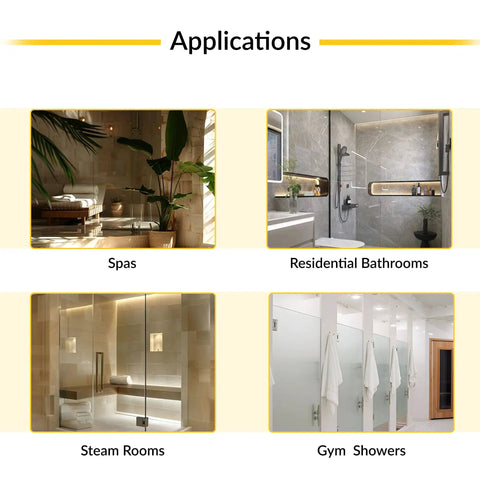 Applications of Top Or Bottom Mount Pivot Shower Hinge Heavy Duty Brass Construction With Chrome Finish in spas and bathrooms