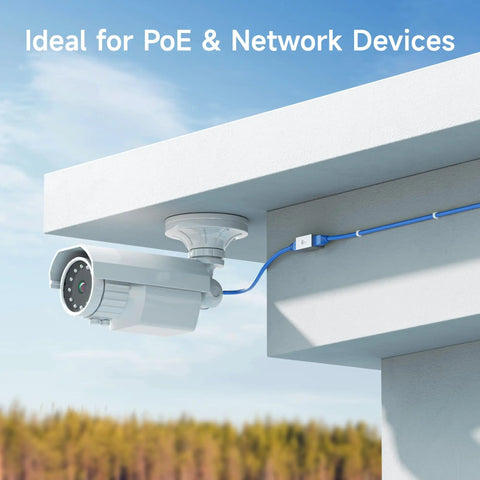 Security camera connected using Five Pack Shielded Cat6a Ethernet Couplers Female To Female Extender Adapters for 10Gbps networking.