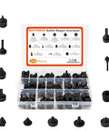 Go-To Heavy-Duty Rubber Bumper Kit For Cars And Trucks - 160-Piece Black Bumper Stopper Assortment in clear box with sizes labeled