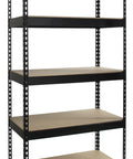 Rock Solid Five Tier Riveted Steel Shelving Unit With Adjustable Shelves 3800 Lbs Capacity black metal storage rack with five shelves
