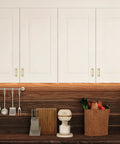 Pro Grade Brushed Gold Cabinet Handles And Sleek Modern Pulls With A Straightforward Three Inch Hole Center Spacing Heavy Duty Zinc Frame For No Fuss Installation And Sharp Home Refresh Smooth Glide Two Pack on white cabinets.