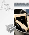 Electric Honey Extractor 8 Frame Rack With 4 Deep Frames showing stainless steel spinner and wooden frames inside