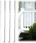 Top Shelf White Vinyl Deck Railing Balusters Colonial Style Outdoor Porch Fence Spindles in a 9 pack, white, 1.25x1.25x34 inches.