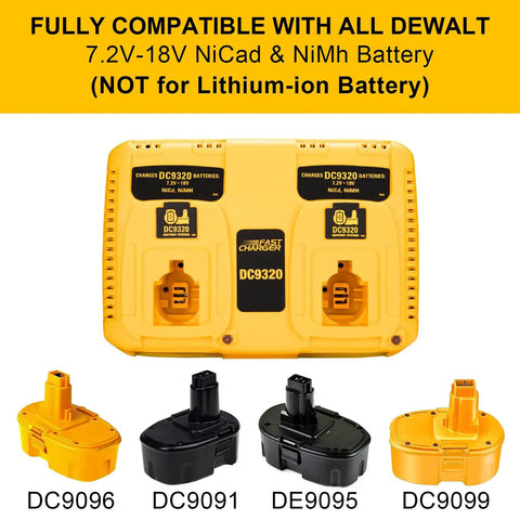 Dual Port Battery Charger For 18V NiCad NiMH XRP Batteries With Fast Charge, DC9320 Compatible With DC9096 DC9091 DE9095 DC9099