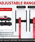 Heavy Duty Brake Caliper Piston Compressor Tool Kit With 2 Caliper Hooks, size range display, red carbon steel construction