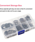 235 Piece Black Starlock Internal Tooth Lock Washers Set In 8 Sizes M2 M3 M4 M5 M6 M8 M10 M12, 65Mn Steel, in storage box
