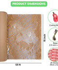 Extra Wide Honeycomb Packing Paper For Moving 15 By 131 Inches 80 GSM Eco Friendly Cushioning With 20 Fragile Stickers Plus 16 Ft Jute Twine And Cutter The Easy Alternative To Bubble Wrap For Shipping, includes cutting blade and jute twine.