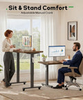 Zero Hassle Height Adjustable Standing Desk With Bulletproof Steel Frame And Chunky Desktop Built Tough For Everyday Home Office Grind And All Day Sessions in a bright office setting.