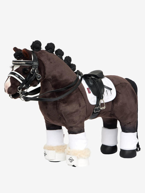 Plush toy horse with Miniature Toy Pony Dressage Saddle Pad With Soft Suede And Cotton Lining Removable Competition Numbers