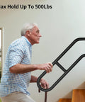Heavy Duty Wall Mounted Grab Bar For Outdoor Steps No Sweat Assembly Non Slip Safety Railing For Porch Deck Backyard And Garage Safe Handle that supports up to 500lbs.