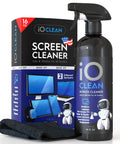 Front view of Screen Cleaner Spray 16 Oz All In One Cleaning Kit For LCD LED OLED TVs Smartphones Tablets Laptops Monitors And Other Devices Includes Microfiber Cloth Wipes And Dual Nozzle Bottles For Fast Smudge Free Shine.