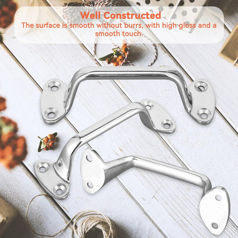 Close-up of Rock Solid 6Inch Stainless Steel Bath Grab Bar Shower Safety Handles, showing smooth finish and mounting holes.