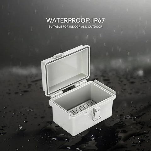 Tough As Nails Weather Resistant Gray Enclosure For Din Rail And Relay Mounting With Smooth Abs Shell, IP67 waterproof design.