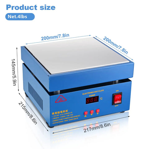 110V 850W Soldering Hot Plate With LED Microcomputer Control Pro Grade Soldering Station Rework Heater For Lab 200X200mm Plate