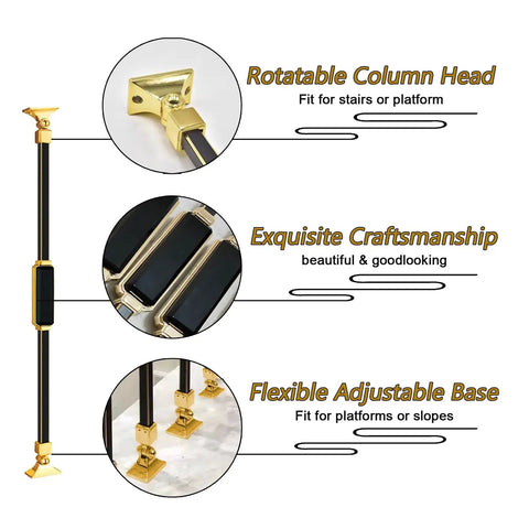Adjustable Aluminum Baluster Spindle Kit For Deck Stairs And Porch Railings Ten Piece Heavy Duty Guardrail Set with rotatable column head and flexible base.