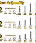 Pro Grade 448 Piece M5 M6 M8 Screw Set With Hex Head Bolts Nuts And Washers In 304 Stainless Steel size and quantity chart