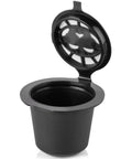 Refillable Coffee Pods For OriginalLine Machines Reusable Capsules Pack Of 6 For Nespresso Style Cups with open lid detail
