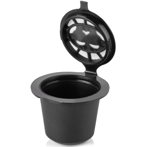 Refillable Coffee Pods For OriginalLine Machines Reusable Capsules Pack Of 6 For Nespresso Style Cups with open lid detail