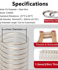 Built Tough Flexible Dust Collector Hose Featuring Puncture Resistant Walls And Snug Seal Clamp For No Fuss Heavy Duty Woodshop Smoke Extraction Work specifications showing inner diameter and flexibility.