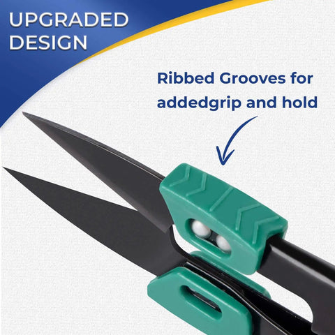4.2 Inch Ultra Sharp Sewing Scissors With Wide Handle For Easy Grip Thread Snips Two Pack with ribbed grooves close-up