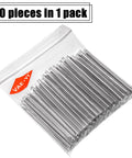 Top Shelf Fiber Optic Splice Sleeves With Robust 304 Stainless Steel Inner Needles And Clear Polyethylene Heat Shrink Tubing For Rock Solid Bare Cable Reinforcement Fusion Patch Kits Come In A Full Hundred Piece Bundle For Daily Field Grind packaged in clear plastic bag.