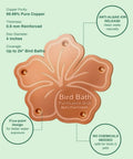 Pure Copper Bird Bath Purification Disk Solar Powered Outdoor No Chemicals Needed Water Cleaner For Backyard Hummingbirds