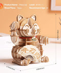 3D Wooden Puzzle Lucky Cat DIY Wood Craft Model Kit For Teens And Adults Easy To Build Fun Family Project No Brainer STEM Craft Gift Beginner Friendly Hands On Home DIY Kit, 4.47in wooden cat