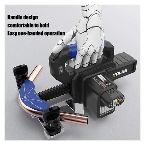 Hiedmeil Electric Copper Pipe Bender Rechargeable Tube Bending Tool for HVAC with ergonomic handle and stainless construction.