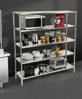 Built Tough Five Tier Stainless Steel Storage Rack Heavy Duty Adjustable Metal Shelving Unit Designed For Heavy Hauls And Home Organization With 330 Pound Capacity Per Shelf Garage Ready Silver Finish with kitchen appliances.