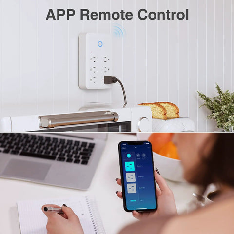 Smart Power Strip With 6 Outlets And 3 USB Ports, WiFi Surge Protector Works With Alexa And Google Home, remote control via app
