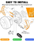 Diagram showing Brake Shoes And Spring Kit For Club Car DS GE 1995 And Up And Precedent Golf Carts with parts labeled.