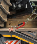 Alfresco close-up of a 4 Pack Folding Handle Load Binder With 2 Grab Hooks For Three Eighths To One Half Inch Grade 70 Chain Heavy Duty Tie Down Gear 9400 Pound Working Load Limit on trailer