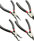 4 Piece Snap Ring Pliers Set Mini Internal And External Circlip Pliers With Straight And Bent Jaw, Spring Loaded C Clip Pliers