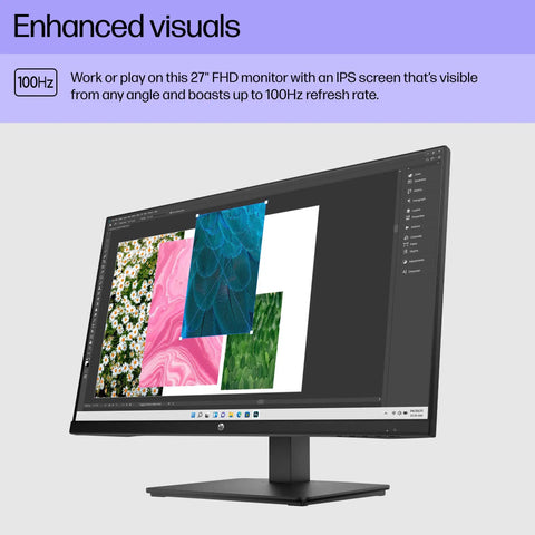 Series 3 27-Inch Dope Full HD IPS Monitor with Crisp 1920 by 1080 Display, 100Hz Refresh showing design software on screen