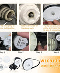 Washer Shift Actuator Kit With Pulley Clutch And Drive Belt For Maytag Kenmore Amana Whirlpool Crosley Washing Machines Replacement Part Set Easy Install Kit With Durable Components For Plug And Play Quick Fix And Smooth Quiet Washes Every Time. installation steps with actuator, pulley, belt