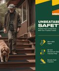 Elderly man and dog using Clear Stair Tread Tape 30 Inches By 4 Inches Non Slip Indoor Outdoor Adhesive Strips With Roller for safety.