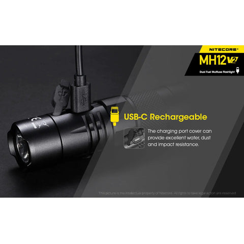 MH12 V2 1200 Lumen USB C Rechargeable Tactical Flashlight With LumenTac Organizer, Ultra Bright Handheld EDC Light For Outdoor Adventures, Long Runtime, Fast USB C Charging, Waterproof Durable Aluminum Body, Compact Yet Powerful