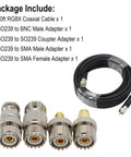 RG8X Coax Cable 50ft For Ham Radio And CB, Heavy Duty 16 AWG Copper Core, UHF SO239 Female To SMA UHF And BNC Adapters Included