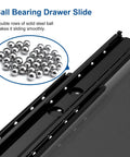 Close-up of 52 Inch Beefy Industrial Grade Heavy Duty Drawer Slide Without Lock A76 Black Electroplated Cold Rolled Steel