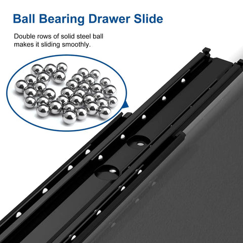 Close-up of 52 Inch Beefy Industrial Grade Heavy Duty Drawer Slide Without Lock A76 Black Electroplated Cold Rolled Steel