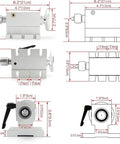 Technical diagram of 65mm MT2 Movable Tailstock Lathe Center with Four Replaceable Heads for CNC 4 Axis Engraving Machines and Woodworking