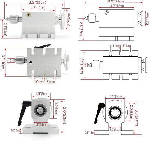 Technical diagram of 65mm MT2 Movable Tailstock Lathe Center with Four Replaceable Heads for CNC 4 Axis Engraving Machines and Woodworking