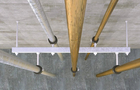 Drop In Anchor M8 Thread Steel Internal Cone Type Concrete Anchor 100 Pack installed supporting ceiling pipes.
