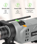 Corded Hammer Drill With 3000 RPM And 4.5 Amp Motor, Half Inch Keyed Metal Chuck, 5-Piece Bit Set, 360 Degree Rotating Handle image