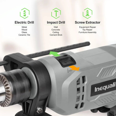 Corded Hammer Drill With 3000 RPM And 4.5 Amp Motor, Half Inch Keyed Metal Chuck, 5-Piece Bit Set, 360 Degree Rotating Handle image