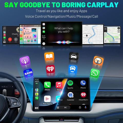Wireless CarPlay And Android Auto Plug And Play Retrofit Kit Decoder Box For Audi, installed with app icons displayed on screen.
