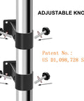 Heavy Duty Adjustable Patio Umbrella Holder Clamp Stand For Railing Mount with two fixed knobs visible on bracket